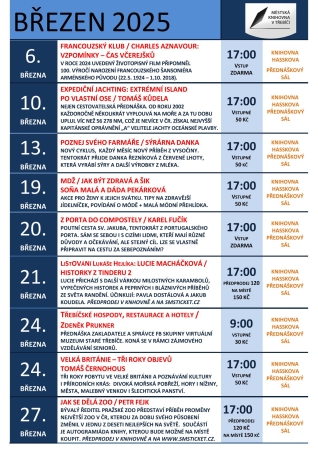 Akce březen 2025 (Městská knihovna v Třebíči)