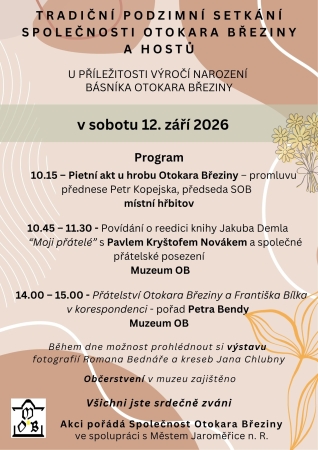 Podzimní výroční setkání Společnost Otokara Březiny a hostů